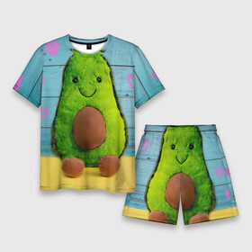Мужской костюм с шортами 3D с принтом avocado print в Новосибирске,  |  | avocado | авокадо | классная | ростислав удача | сердечки | фрукты