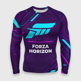 Мужской рашгард 3D с принтом Символ Forza Horizon в неоновых цветах на темном фоне в Новосибирске,  |  | forza | forza horizon | horizon | logo | neon | игра | игры | лого | логотип | неон | символ | соты | форза | хорайзон