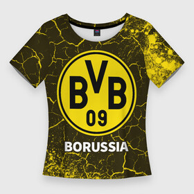 Женская футболка 3D Slim с принтом БОРУССИЯ + Краска в Новосибирске,  |  | borussia | club | dortmund | footbal | logo | боруссия | дортмунд | знак | клуб | краска | краски | логотип | логотипы | символ | символы | форма | футбол | футбольная | футбольный