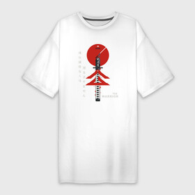 Платье-футболка хлопок с принтом Дух Воина в Новосибирске,  |  | ghost of tsushima | japan | japanese style | гост тсусима | гхост цусима | иероглифы | кандзи | катана | киото | ниндзя | призрак цусимы | самурай | самурайский меч | токио | япония | японский стиль