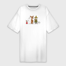 Платье-футболка хлопок с принтом Персонажи Муми Тролля в Новосибирске,  |  | Тематика изображения на принте: малышка мю | муми тролли | муми тролль | персонажи | снифф | снусмумрик | хатифнатты
