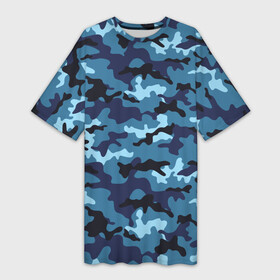 Платье-футболка 3D с принтом Камуфляж Тёмно Синий  Camouflage Dark Blue в Новосибирске,  |  | blue | camo | camouflage | dark | камуфляж | синий | тёмный