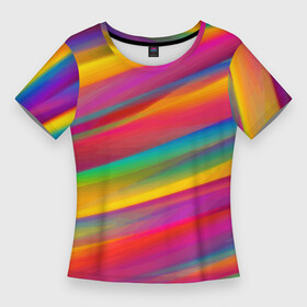 Женская футболка 3D Slim с принтом Красочный летний паттерн  Цветные полосы в Новосибирске,  |  | abstraction | color | fashion | pattern | stripes | summer | абстракция | лето | мода | паттерн | полосы | цвет