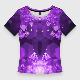 Женская футболка 3D Slim с принтом Crystal Galaxy в Новосибирске,  |  | абстракция | будущее | кристаллы | психоделика | фракталы | фрактальная | шестиугольник | шестиугольники