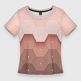 Женская футболка 3D Slim с принтом Hexagon Minimal в Новосибирске,  |  | абстракция | бронь | броня | геометрия | рисунок | узор | шестиугольник