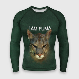 Мужской рашгард 3D с принтом I am puma Messi в Новосибирске,  |  | Тематика изображения на принте: зверь | кошка | месси | надпись | пума