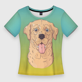Женская футболка 3D Slim с принтом Морда пса Лабрадор в Новосибирске,  |  | лабрадор | пес | песик | собака | собачка