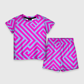 Детский костюм с шортами 3D с принтом Trend pattern в Новосибирске,  |  | blue | gradient | pink | градиент | розовый | тренд | трендовые цвета