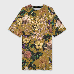 Платье-футболка 3D с принтом Цветы Астры и Гибискусы в Новосибирске,  |  | flowers | summer | астры | букет | гибискусы | лето | природа | растение | флора | цветы
