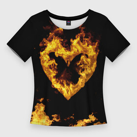 Женская футболка 3D Slim с принтом Fire Heart в Новосибирске,  |  | heart | valentine | аффект | борьба | влюбленный | гори | горит | горячий | греть | день святого валентина | жара | жжёт | жжот | знак | искра | кардио | костер | любовь | минимал | нагрев | надежда | накал