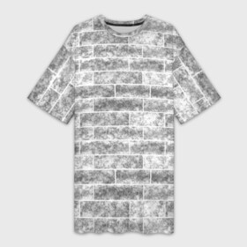 Платье-футболка 3D с принтом Серая кирпичная стена стиль лофт в Новосибирске,  |  | brick wall | loft | marble | texture | кирпичная стена | лофт | серый