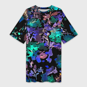 Платье-футболка 3D с принтом Floral pattern  Summer night  Fashion trend 2025 в Новосибирске,  |  | abstraction | fashion | flowers | neon | night | pattern | summer | trend | абстракция | лето | мода | неон | ночь | тренд | узор | цветы