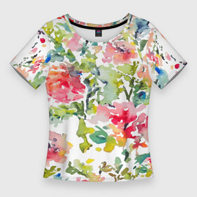 Женская футболка 3D Slim с принтом Floral pattern  Watercolour  Summer в Новосибирске,  |  | abstraction | fashion | flowers | pattern | summer | watercolour | абстракция | акварель | лето | мода | узор | цветы