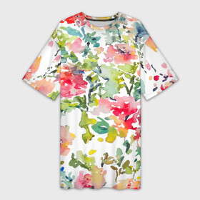 Платье-футболка 3D с принтом Floral pattern  Watercolour  Summer в Новосибирске,  |  | abstraction | fashion | flowers | pattern | summer | watercolour | абстракция | акварель | лето | мода | узор | цветы