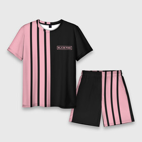 Мужской костюм с шортами 3D с принтом BLACKPINK  HALF BLACK PINK  MINI LOGO в Новосибирске,  |  | black  pink | black pink | blackpink | jennie | jisoo | k pop | lalisa | группа | к поп | корейская группа | розовый | черный