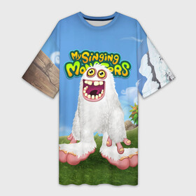 Платье-футболка 3D с принтом Mammott в Новосибирске,  |  | game | monsters | my singing monsters | my singings monsters | игра | игры | мои поющие монстры | монстры | поющие монстры