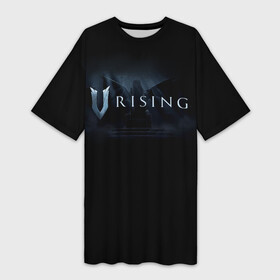 Платье-футболка 3D с принтом Logo V Rising в Новосибирске,  |  | v rising | игра | крылья | логотип | надпись | название | трон