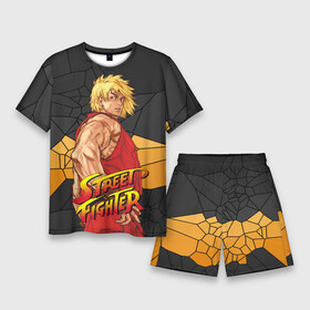 Мужской костюм с шортами 3D с принтом Кен Мастерс  Street Fighter в Новосибирске,  |  | ken masters | street fighter | видеоигры | кен мастерс | кулак