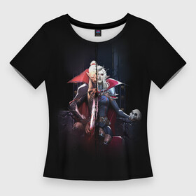 Женская футболка 3D Slim с принтом Вампиры на троне в Новосибирске,  |  | v rising | вампиры | игра | персонажи | плащи