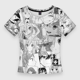 Женская футболка 3D Slim с принтом Horimiya pattern в Новосибирске,  |  | akane yanagi | anime | honoka sawada | horimiya | izumi miyamura | kyouko hori | remi ayasaki | sakura kouno | аканэ янаги | аниме | анимэ | изуми миямура | кёко хори | рэми аясаки | сакура коно | хонока савада | хоримия | юк