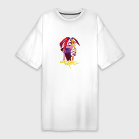 Платье-футболка хлопок с принтом Tupac Color в Новосибирске,  |  | 2pac | california | hiphop | music | rap | rip | shakur | thuglife | tupac | калифорния | музыка | рэп | рэпер | тупак | хипхоп | шакур