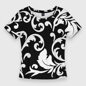 Женская футболка 3D Slim с принтом Minimalist floral pattern в Новосибирске,  |  | fashion | leafs | minimalism | pattern | plant | листья | минимализм | мода | паттерн | растение