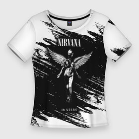 Женская футболка 3D Slim с принтом NIRVANA in utero  НИРВАНА брызги краски в Новосибирске,  |  | in utero | nirvana | группа | курт кобейн | музыка | нирвана | рок | рок группа