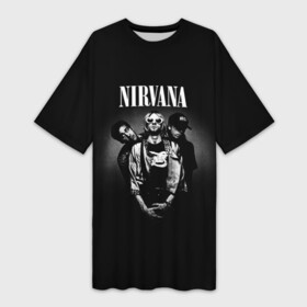 Платье-футболка 3D с принтом Nirvana рок группа в Новосибирске,  |  | nirvana | группа | курт кобейн | логотип | музыка | нирвана | рок | рок группа