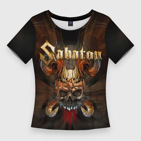 Женская футболка 3D Slim с принтом SABATON  САБАТОН  SKULL в Новосибирске,  |  | sabaton | даниель муллбак | йоаким броден | крис рёланд | оскар монтелиус | пэр сундстрём | рикард сунден | сабатон | тоббе энглунд | томми юханссон | ханнес ван дал