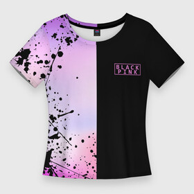 Женская футболка 3D Slim с принтом BLACKPINK  HALF COLORS в Новосибирске,  |  | black  pink | black pink | blackpink | jennie | jisoo | k pop | lalisa | группа | к поп | корейская группа | розовый | черный