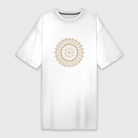 Платье-футболка хлопок с принтом Магическая золотая мандала в Новосибирске,  |  | веган | йога | круг | круглый узор | магическая | магия | медитация | узор | чакры | эзотерика