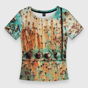Женская футболка 3D Slim с принтом Искусство коррозии металла  Rust в Новосибирске,  |  | corrosion | fashion | metal | rivet | rust | texture | заклёпка | коррозия | металл | мода | ржавчина | текстура