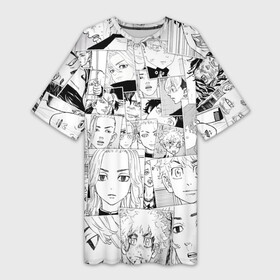 Платье-футболка 3D с принтом Tokyo Revengers паттерн в Новосибирске,  |  | anime | chifuyu matsuno | manjirou sano | naoto tachibana | rindou haitani | tokyo revengers | аниме | анимэ | мандзиро сано | наото татибана | ран х | риндо хайтани | тифую мацуно | токийские мстители | чифую мацуно