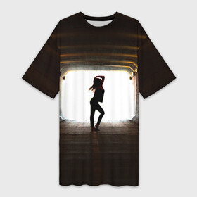 Платье-футболка 3D с принтом Свет в конце туннеля в Новосибирске,  |  | город | девушка | изгиб | мечта | модель | переход | путь | свет | сияние | тело | туннель | фигура | фотомодель
