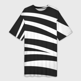 Платье-футболка 3D с принтом Зебра чёрные и белые полосы в Новосибирске,  |  | Тематика изображения на принте: зебра | полосы | узор | чёрно белое | чёрное и белое