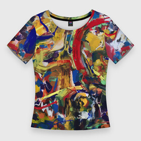 Женская футболка 3D Slim с принтом Смелые экспрессивные мазки краски в Новосибирске,  |  | abstraction | color | expression | fashion | paint | smear | абстракция | авангард | краска | мазок | мода | цвет | экспрессия