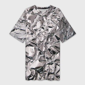 Платье-футболка 3D с принтом Фольга текстура в Новосибирске,  |  | foil | алюминий | в фольге | мятая фольга | фольга
