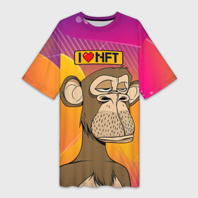 Платье-футболка 3D с принтом Ape coin i love NFT в Новосибирске,  |  | ape | ape coin | crypto | i love nft | nft | биткоин | биток | крипта | криптовалюта | нфт | обезьяна | обезьянка