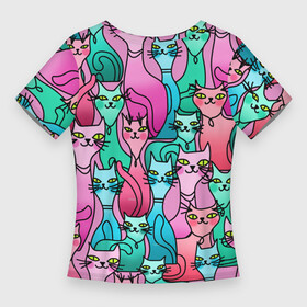 Женская футболка 3D Slim с принтом Рядовые котики в Новосибирске,  |  | cat | котенок | котики | коты | кошки