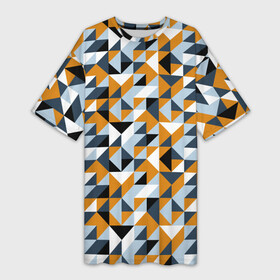 Платье-футболка 3D с принтом Полигональный геометрический узор в Новосибирске,  |  | abstract | black | blue | four color | geometric | gray | orange | polygonal | polygons | triangles | абстрактный | геометрический | классический | многоугольники | оранжевый | полигональный | простой | серый | синий | треугольники | черный
