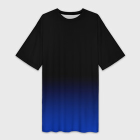 Платье-футболка 3D с принтом Черный с синим градиент в Новосибирске,  |  | black | black and blue | blue | dark blue | gradient | minimalism | ombre | simple | градиент | минимализм | омбре | простой | синий | темно синий | черный | черный и синий