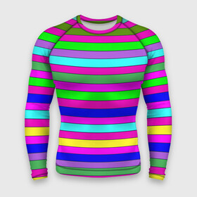 Мужской рашгард 3D с принтом Multicolored neon bright stripes в Новосибирске,  |  | Тематика изображения на принте: bright stripes | multicolored | neon | stripes | неоновые полосы | полосатый узор | яркие полосы