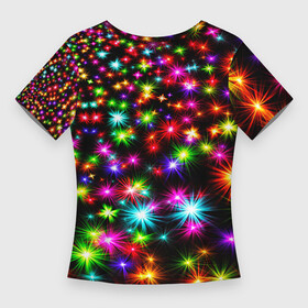 Женская футболка 3D Slim с принтом COLORFUL COLOR STARFALL в Новосибирске,  |  | abstraction | beautiful | colorful pattern | starfall | starry | абстракция | звездный | звездопад | красиво | красочный узор