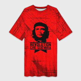 Платье-футболка 3D с принтом Че Гевара  на красном фоне в Новосибирске,  |  | anarchy | che | che guevara | comandante | hasta la victoria siempre | анархия | гевара | до победы всегда | историческая личность | комунист | куба | революция | социализм | фидель кастро | че | че гевара | эрнесто