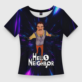 Женская футболка 3D Slim с принтом Hello Neighbor  Привет сосед  Бегущий сосед в Новосибирске,  |  | hello neighbor | видеоигра | игра | ник рот | привет сосед | сосед | теодор питерсон