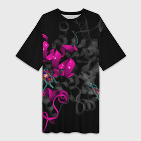 Платье-футболка 3D с принтом Абстрактные 3D молекулы и соединения  Розовый в Новосибирске,  |  | 3d | abstraction | art | artwork | atoms | colorful | colors | dark | darkness | graphics | molecules | patterns | surrealism | sweethuman | sweethumen | абстракция | арт | атомы | графика | искусство | молекулы | разноцветный | сюрреализм | темнота | тьм