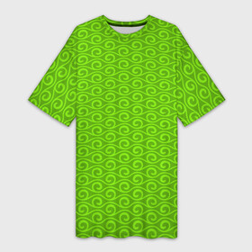 Платье-футболка 3D с принтом Зеленые волнистые узоры в Новосибирске,  |  | абстрактные | абстракция | геометрия | классика | классические | нейтральные | спокойные | узор | узоры