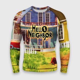 Мужской рашгард 3D с принтом Hello Neighbor: Дом в Новосибирске,  |  | Тематика изображения на принте: hello neighbor | видеоигра | игра | ник рот | привет сосед | сосед | теодор питерсон
