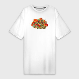 Платье-футболка хлопок с принтом Study of Mushrooms в Новосибирске,  |  | ботаника | винтаж | грибы | картина | классика | книга | минимализм | природа | флора | цветы