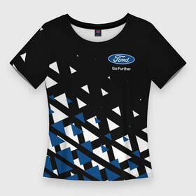 Женская футболка 3D Slim с принтом Ford треугольники в Новосибирске,  |  | b c | bronco | capri | cougar | crown victoria | econoline | econovan | ecosport | edge | escape | falcon | ford | max | авто | автомобиль | знак | лого | машина | символ | тачка | форд | форт | эмблема